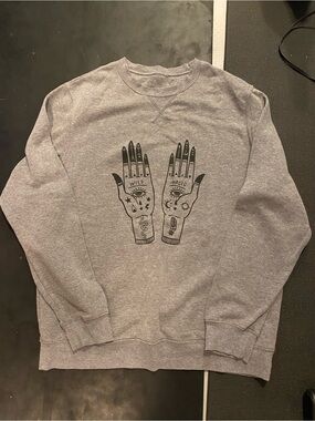 Women’s Grey Graphic Sweatshirt - Mystic Hands Design